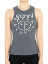 Sun Graphic Print Ribbed Sleeveless Grey - GANNI - BALAAN 3