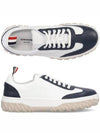 Calf Suede Cable Knit Low Top Sneakers White Navy - THOM BROWNE - BALAAN 2