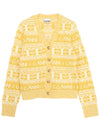 Intarsia Logo Wool V-Neck Cardigan Yellow - GANNI - BALAAN 2