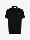 Stretch Cotton Pique Short Sleeve Polo Shirt Black - STONE ISLAND - BALAAN 2