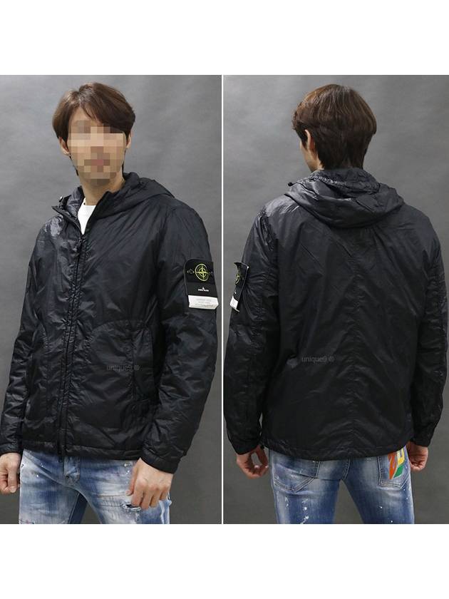 Garment Dyed Micro Yarn Hooded Jacket Black - STONE ISLAND - BALAAN 2