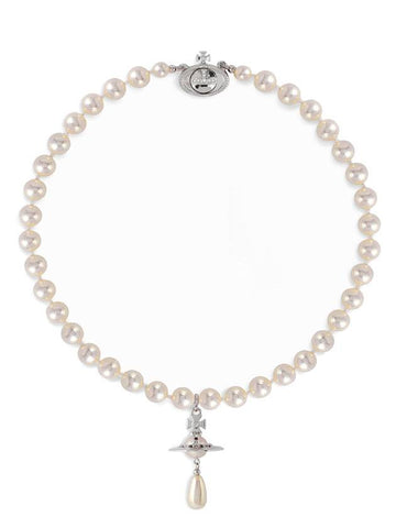 One Row Pearl Choker Necklace Silver - VIVIENNE WESTWOOD - BALAAN.