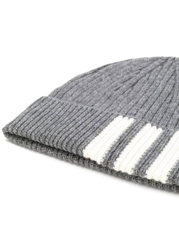 4 Bar Stripe Cashmere Beanie Grey - THOM BROWNE - BALAAN 3