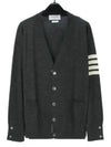 Men's Sustainable Classic Diagonal Wool Cardigan Dark Grey - THOM BROWNE - BALAAN 2