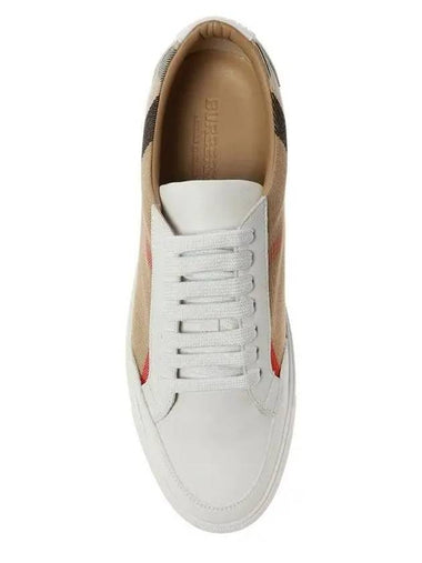 House Check Leather Sneakers Optic White - BURBERRY - BALAAN 7