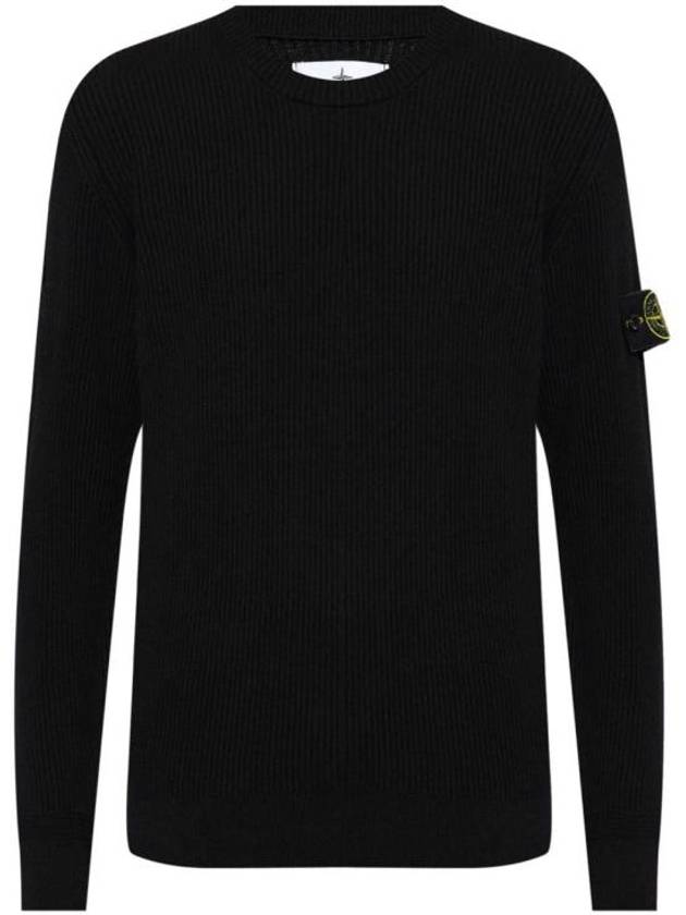 Wool Knit Top Black - STONE ISLAND - BALAAN 1