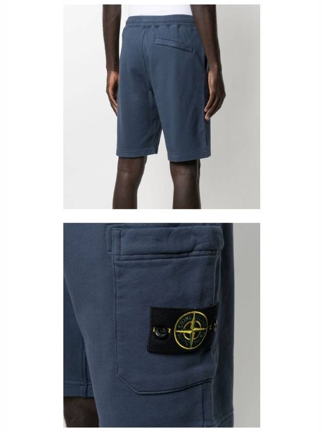 Men's Fleece Bermuda Shorts Dark Blue - STONE ISLAND - BALAAN 6