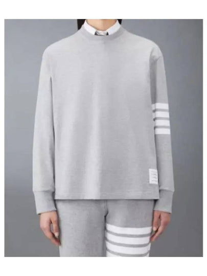 Engineered 4 Bar Medium Weight Jersey Oversized Long Sleeved T-Shirt Light Grey - THOM BROWNE - BALAAN 2