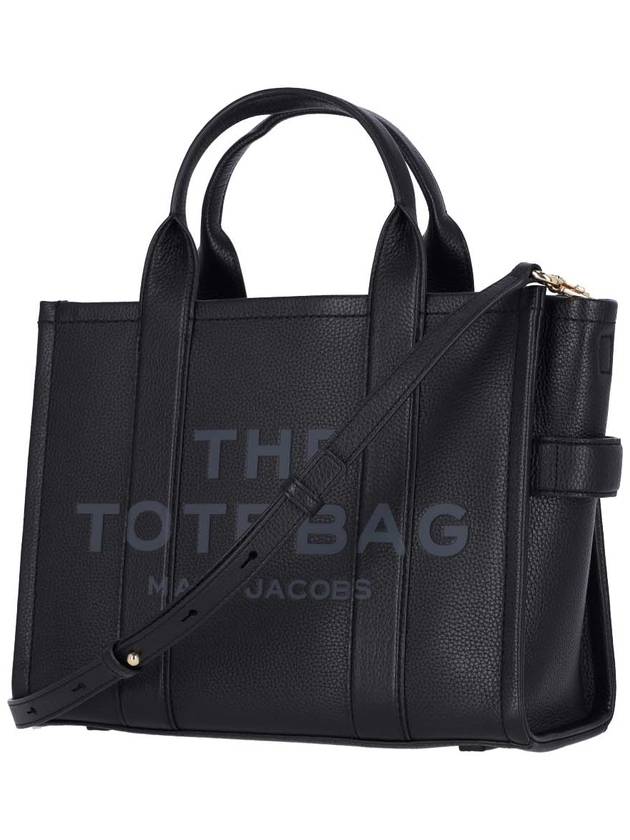 Logo Medium Leather Tote Bag Black - MARC JACOBS - BALAAN 3