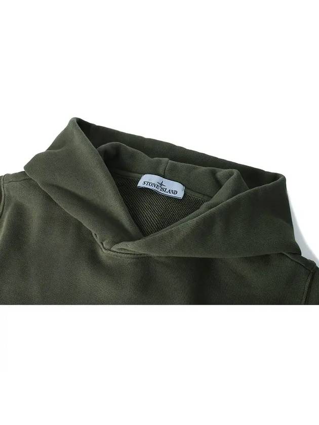 Old Effect Cotton Diagonal Fleece Hoodie Green - STONE ISLAND - BALAAN 4