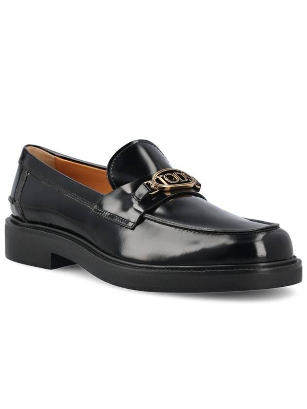 Metal Logo Leather Loafers Black - TOD'S - BALAAN 3