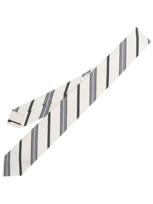 Striped Silk Tie Ivory - THOM BROWNE - BALAAN 2