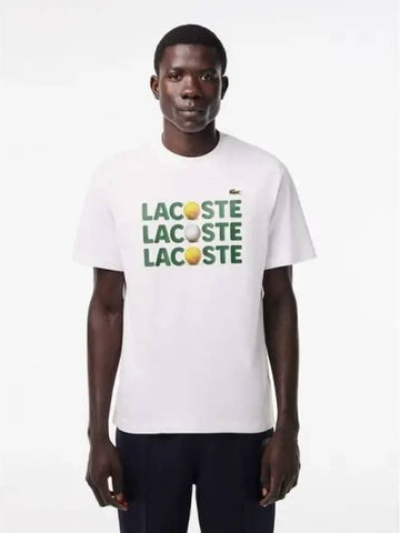 Men s Heavy Jersey Lettering Ball Graphic T Shirt TH7370 54G 001 Domestic Product GQ2N24013021130 - LACOSTE - BALAAN 1