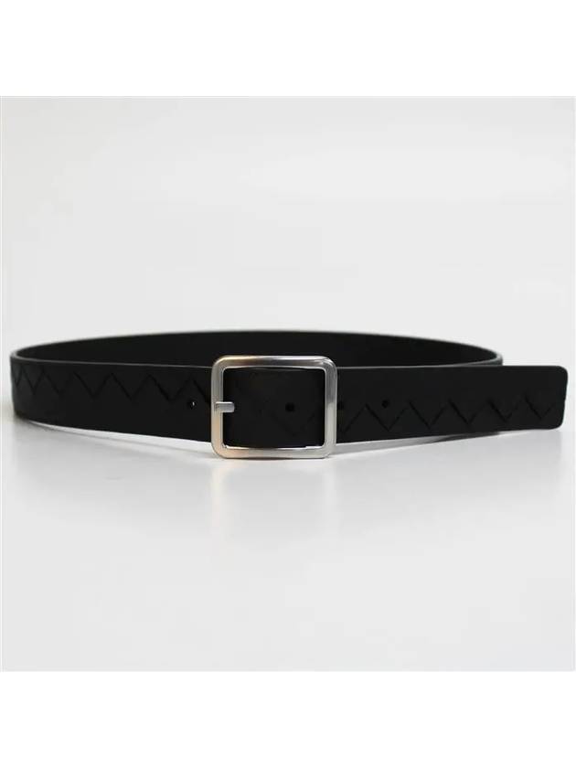 Men's Intrecciato Leather Belt Black - BOTTEGA VENETA - BALAAN 3