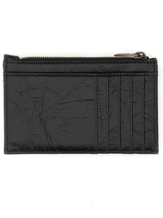 Crush Zipper Leather Card Wallet Black - BALENCIAGA - BALAAN 3