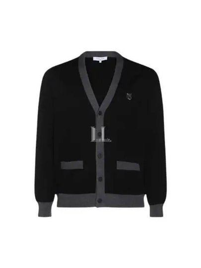 Bold Fox Head Patch Two-Tone Cardigan Black - MAISON KITSUNE - BALAAN 2