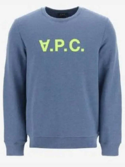 Men's Neon VPC Logo Long Sleeve Sweatshirt Blue - A.P.C. - BALAAN 2