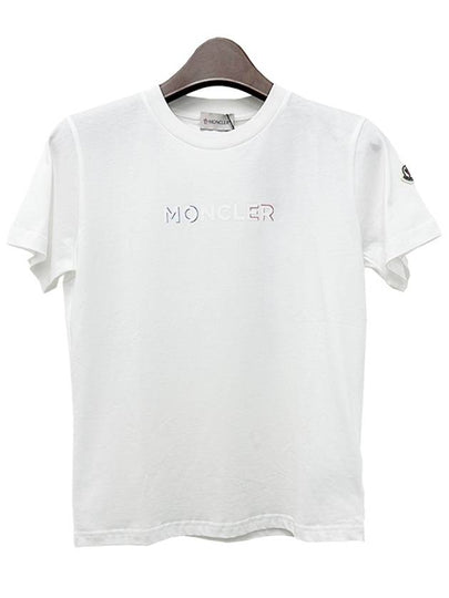 Kids Logo Patch Short Sleeve T Shirt 8Y 10Y White 8C00019 83907 002 - MONCLER - BALAAN 2