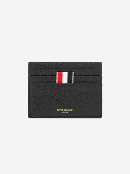 Pebble Grain Leather Stripe Note Compartment Card Wallet Black - THOM BROWNE - BALAAN 2