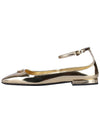 Metallic Leather Ballerinas Platinum Gold - PRADA - 4