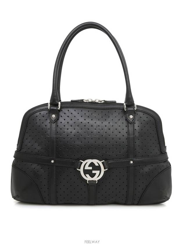 Interlocking perforated GG black shoulder bag 114887 - GUCCI - BALAAN 1