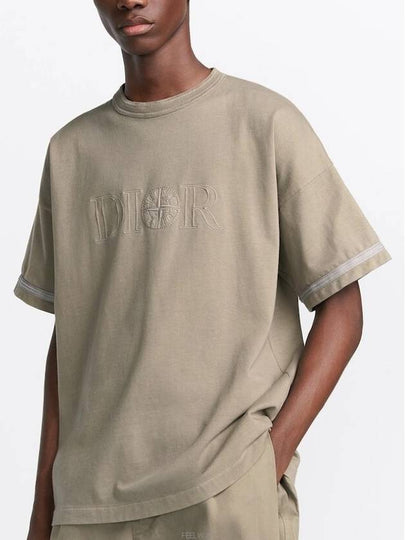 Oversized Fit Cotton Jersey Short Sleeve T-Shirt Brown - DIOR - BALAAN 2