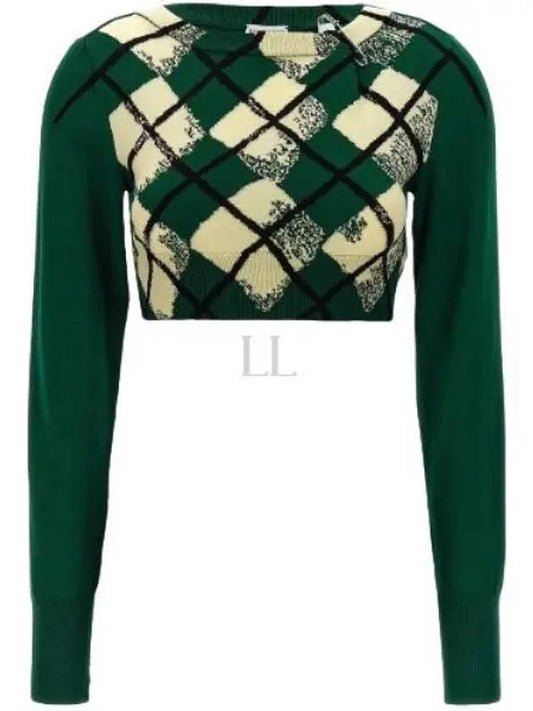 Argyle Fine Knit Crop Sweater 8081138 - BURBERRY - BALAAN 2