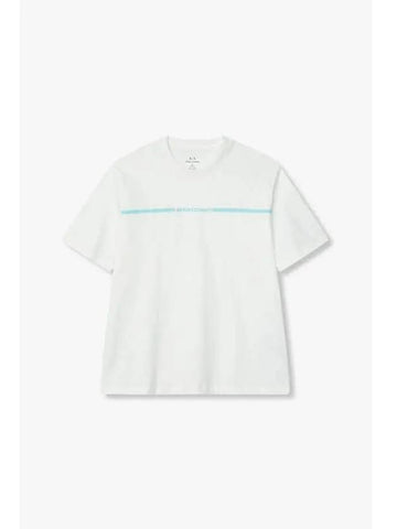 Men s Embroidered Logo and Lines T Shirt White - ARMANI EXCHANGE - BALAAN 1