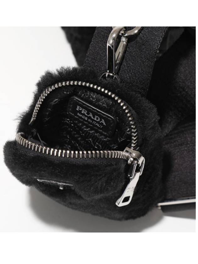 Triangle Logo Shearling Shoulder Bag Black - PRADA - BALAAN 5