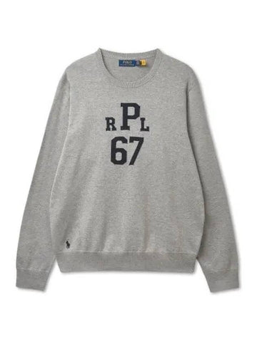 Monogram Cotton Sweater Gray - POLO RALPH LAUREN - BALAAN 1