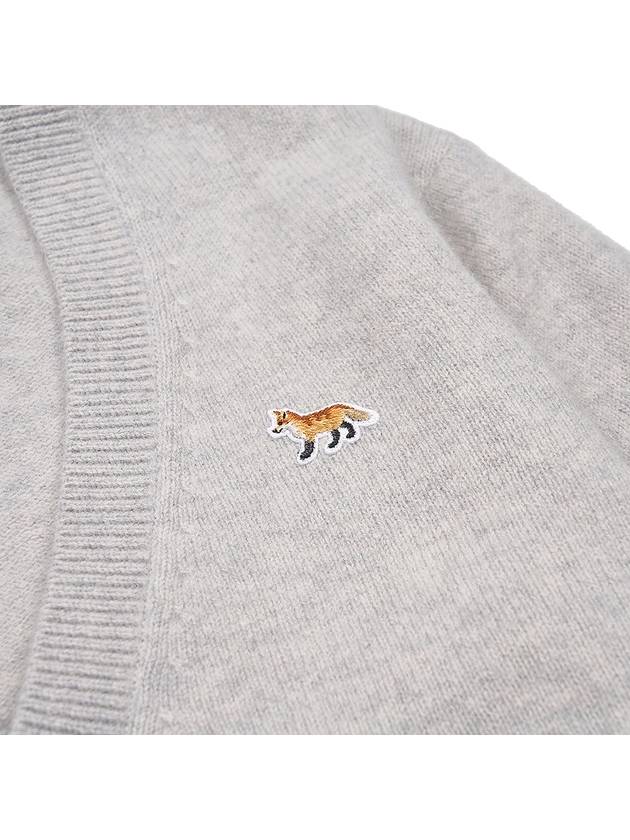 Baby Fox Patch V-neck Cardigan Light Grey - MAISON KITSUNE - BALAAN 5