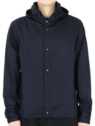 Gabardine PD Metropolis Logo Badge Button Hoodie Navy - CP COMPANY - BALAAN 1