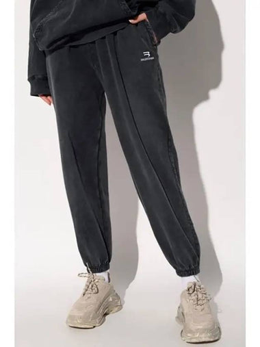 Women s Black Embroidered Logo Sweatpants 675247TLVA19034 - BALENCIAGA - BALAAN 1