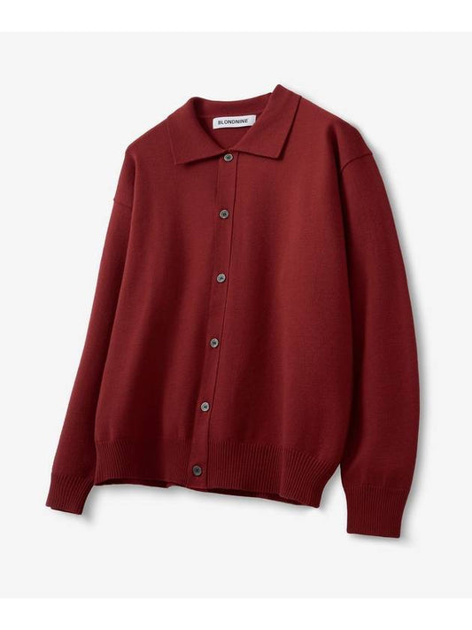 Texture Collar Cardigan Deep Red - BLONDNINE - BALAAN 1