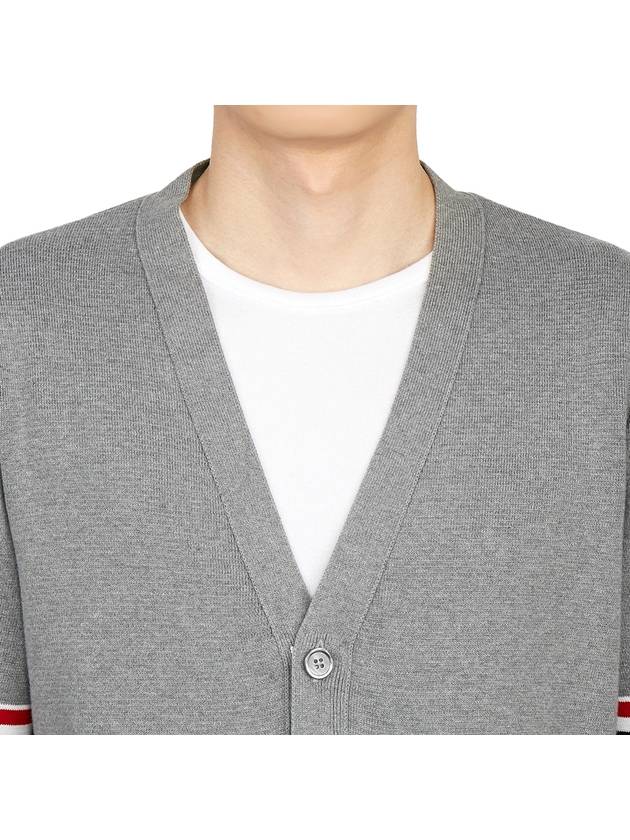 Milano Stitch Sprite Armband Cotton V-neck Cardigan Light Grey - THOM BROWNE - BALAAN 8