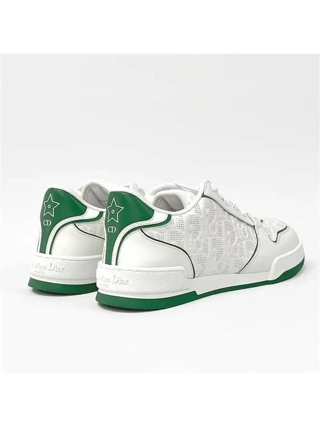 One Oblique Perforated Calfskin Low Top Sneakers White Green - DIOR - BALAAN 6