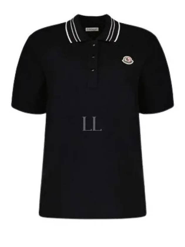 Logo Patch Short Sleeve PK Shirt Black - MONCLER - BALAAN 2