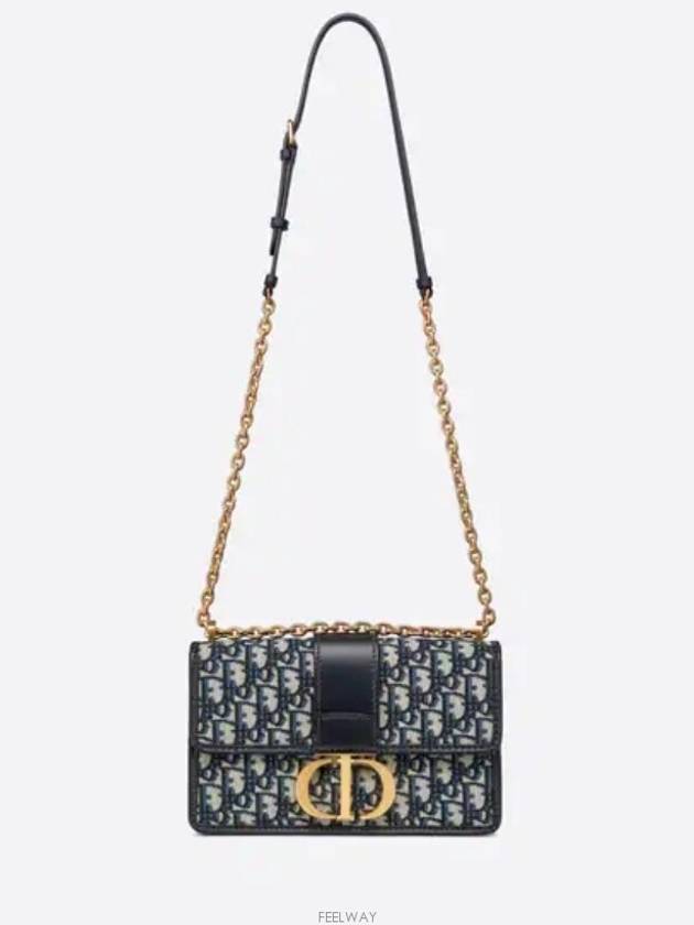 30 Montaigne Oblique Jacquard Chain Shoulder Bag Blue - DIOR - BALAAN 6