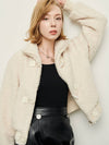 Women's Shearling Fur Blouson Jumper Jacket Ivory - PRETONE - BALAAN 2