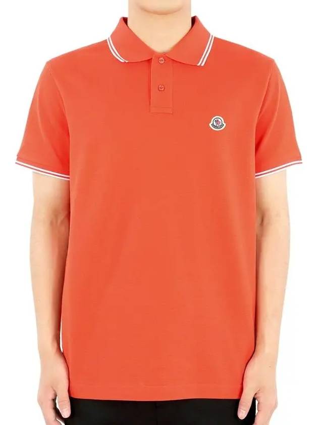 Logo Patch Cotton Polo Shirt Orange - MONCLER - BALAAN 2