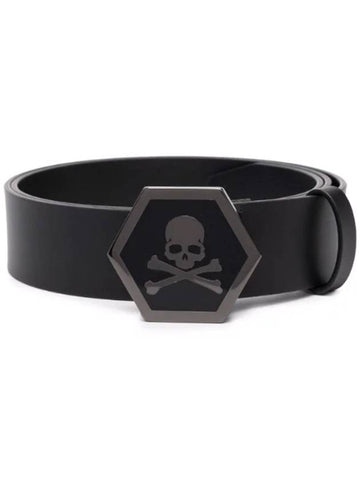 Skull Leather Belt Black - PHILIPP PLEIN - BALAAN 1