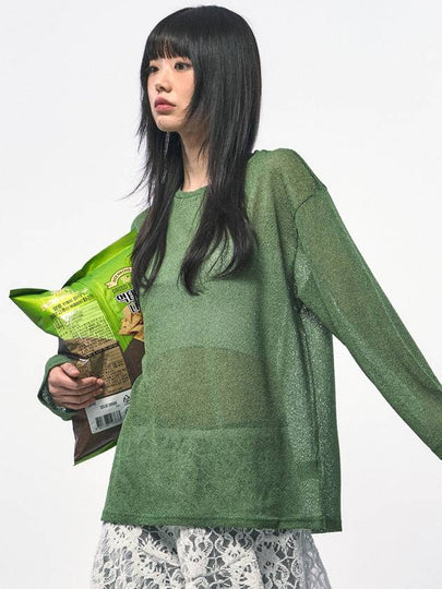 See Through Long Sleeve Knit Top Green - C WEAR BY THE GENIUS - BALAAN 2