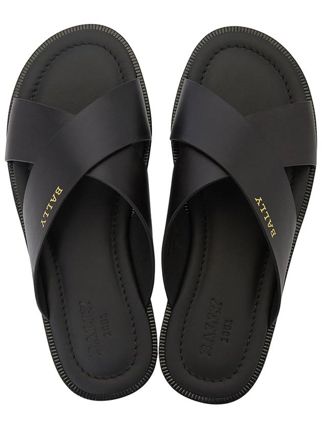 Jair Cross Strap Slider Sandals Black - BALLY - BALAAN.