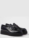 Triangle Logo Brushed Leather Loafers Black - PRADA - BALAAN 2