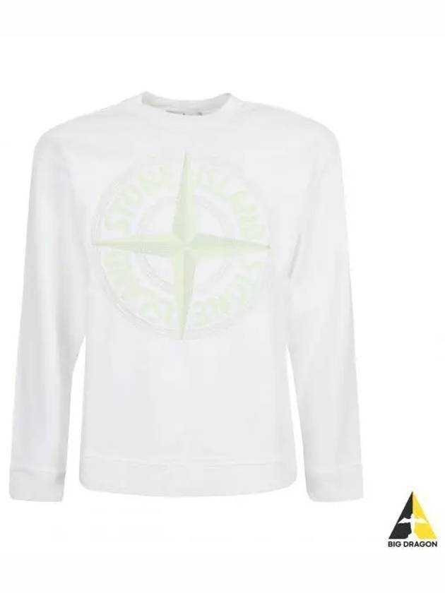 Garment Dyed Stitches Four Print Crewneck Sweatshirt White - STONE ISLAND - BALAAN 2