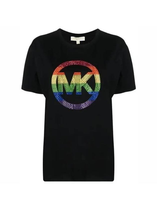Rainbow Logo Short Sleeve T-Shirt Black - MICHAEL KORS - BALAAN.