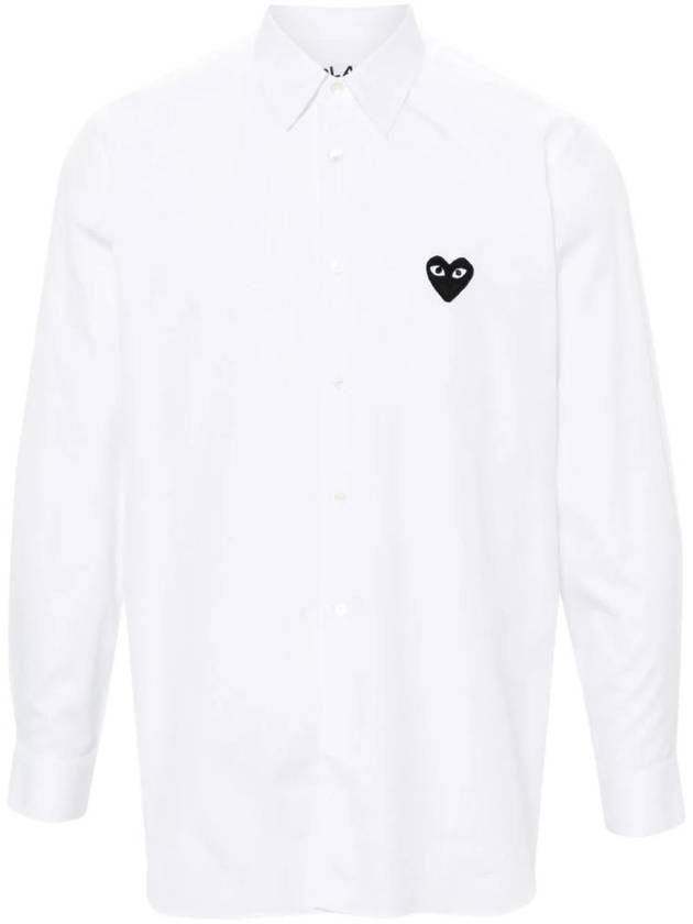 Heart Patch Poplin Long Sleeve Shirt White - COMME DES GARCONS PLAY - BALAAN 1