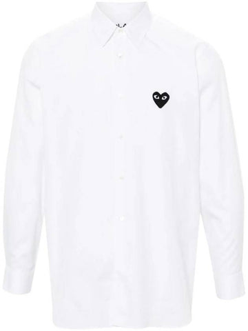 Heart Patch Poplin Long Sleeve Shirt White - COMME DES GARCONS - BALAAN 1