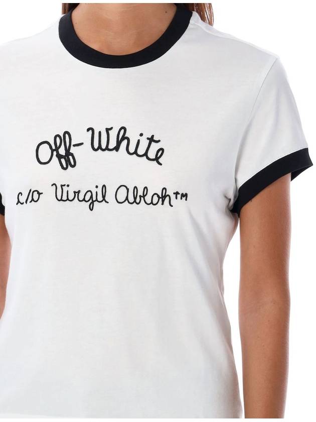 Embre Script Type Fitted Short Sleeve T Shirt White - OFF WHITE - BALAAN 4