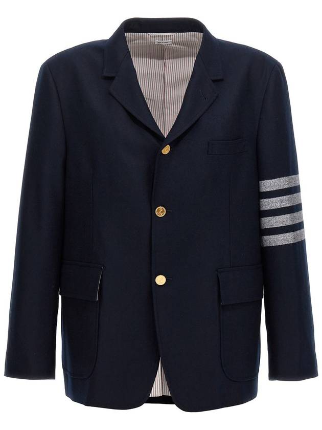 4 Bar Stripe Single Breasted Wool Jacket Navy - THOM BROWNE - BALAAN 3